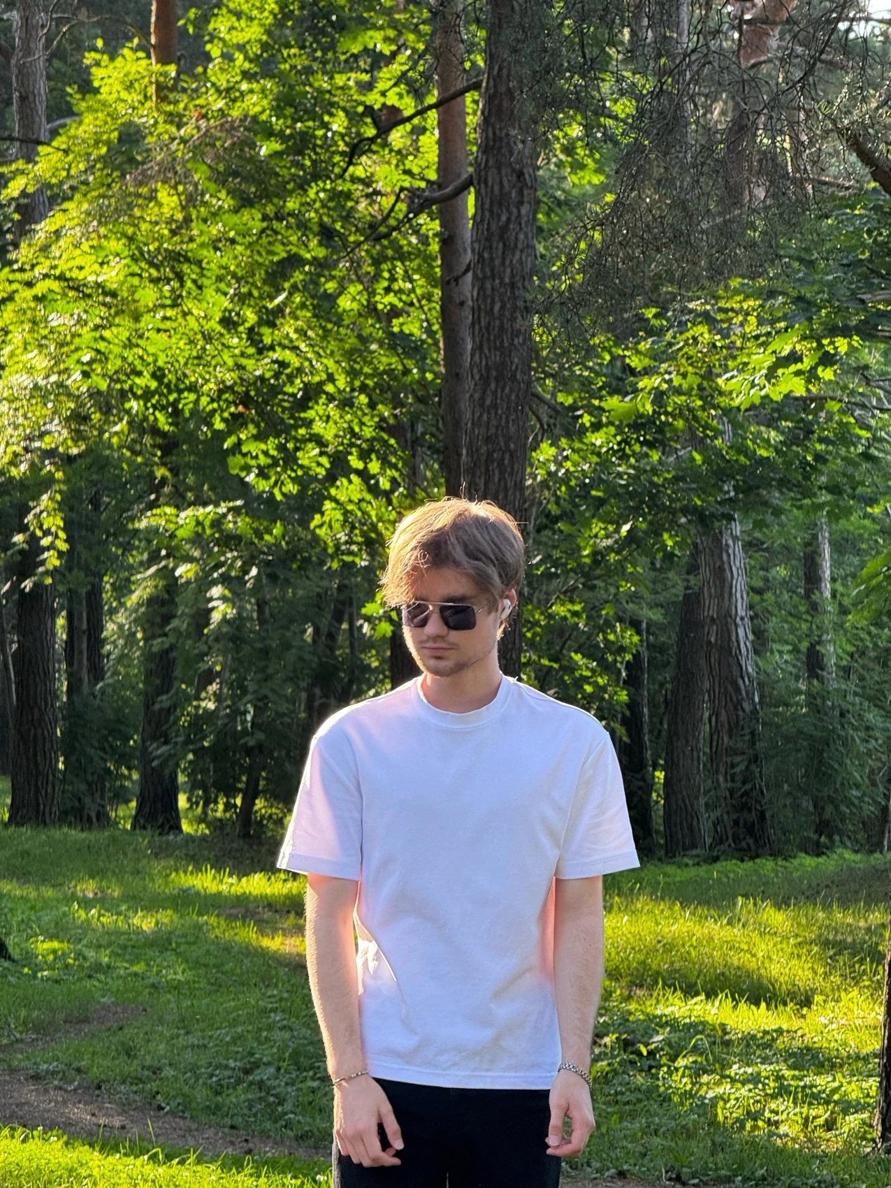 Timur outdoors in a forest